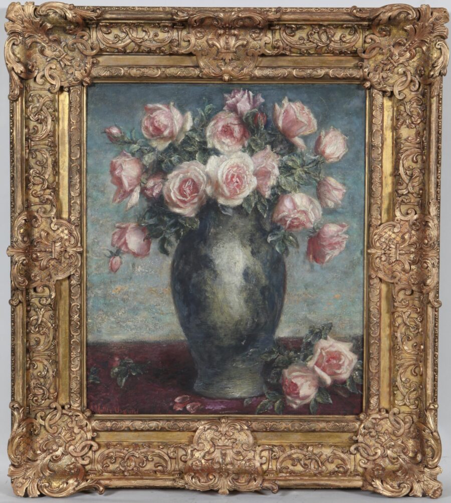 Pale Pink Roses in a Chinese Vase