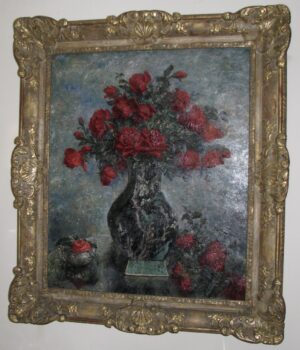 Red Roses in a Famille Noir Chinese Hawthorn Vase