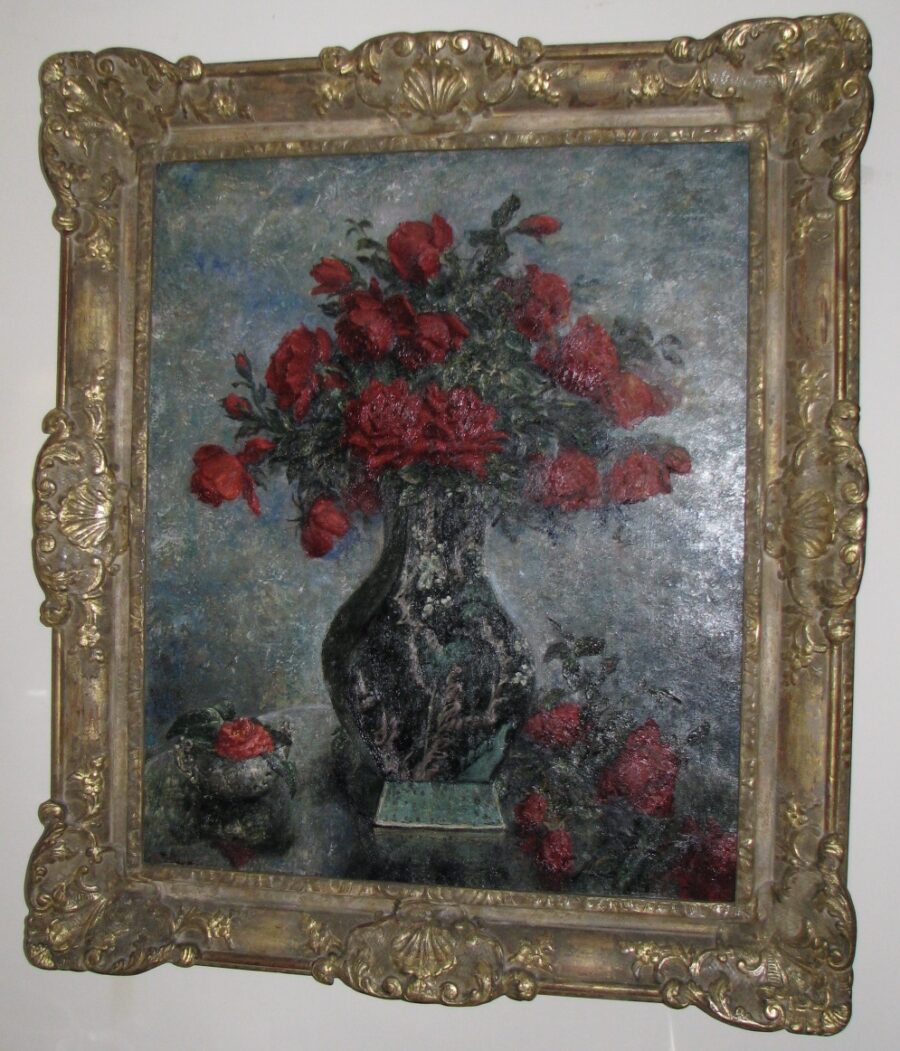 Red Roses in a Famille Noir Chinese Hawthorn Vase