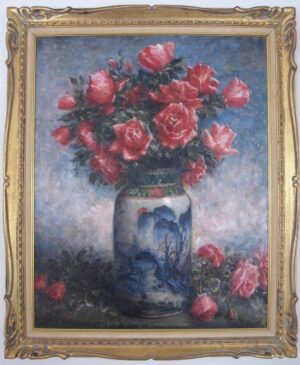 Red Roses in a Chinese Vase