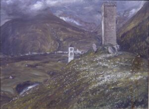 View towards Andermatt from the Turm in Hospental, Switzerland