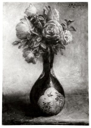Red Roses in a Blue Chinese Vase