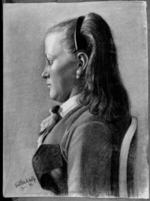 1881 - Bust Length Study of a Girl with a Hairband in Profile facing Left