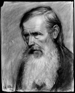 1882 - Bust Length Study of an Old Man with a Long White Beard Looking Down to the Left