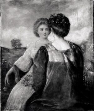 Two Women Seated in a Landscape.
