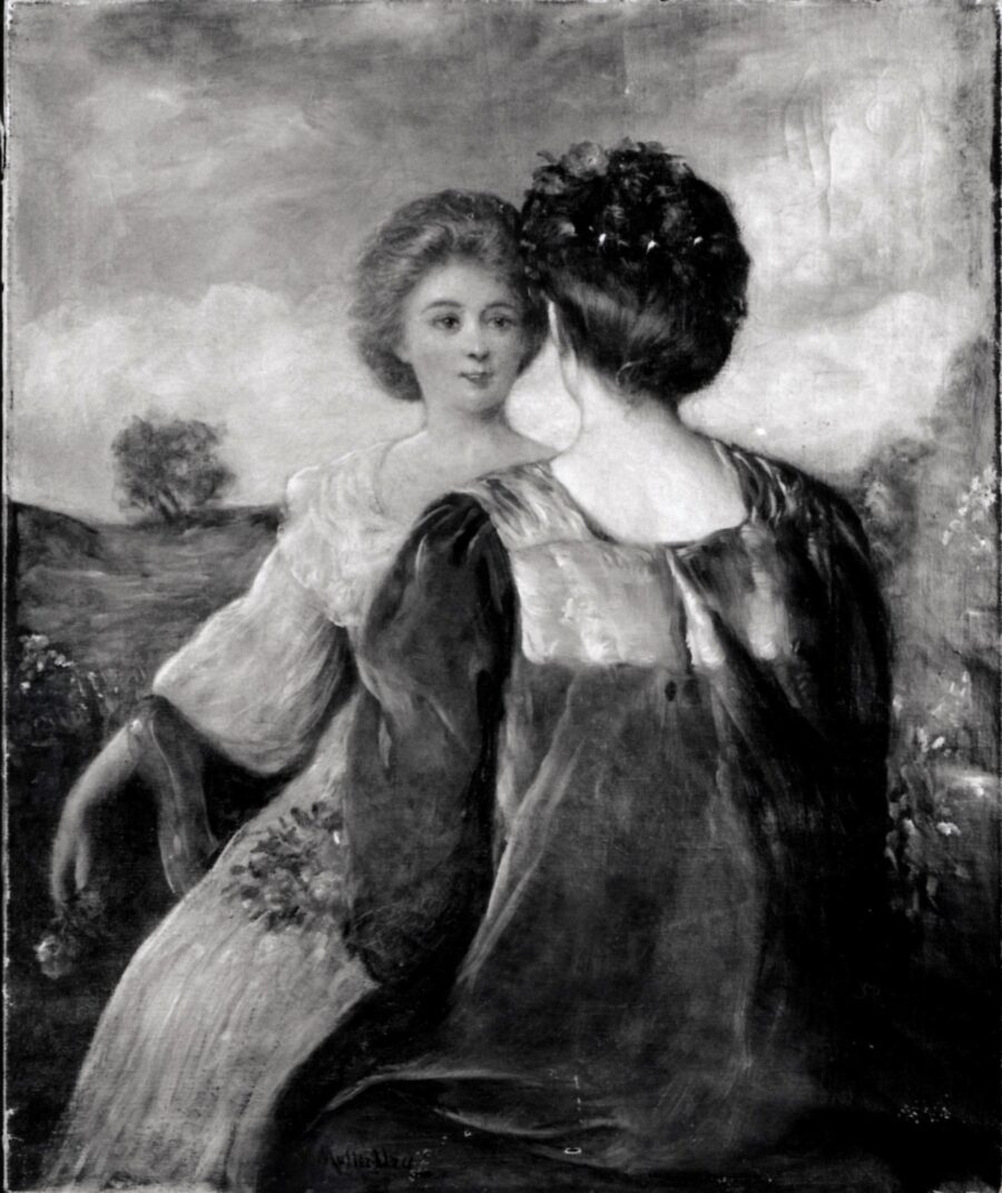 Two Women Seated in a Landscape.