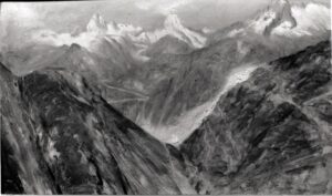 View over the Rhone Glacier in the Swiss Alps