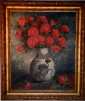 Red Roses in a Chinese Vase