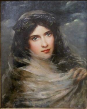 A Dark Haired Beauty in a Veil