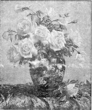 BELLE OF PORTUGAL ROSES IN A FAMILLE NOIRE CHINESE VASE ON A HARDWOOD STAND