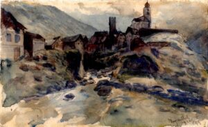 Watercolour: Hospental, Switzerland, 4 August 1894