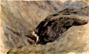 Watercolour: Hospental, Switzerland - Oberfall, 27 July 1894, 2pm